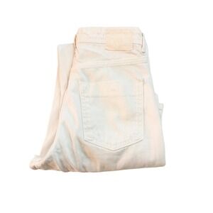 Zara Flare White Denim Jeans Button Fly Ripped Throuhout Size 06